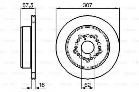 Тормозной диск перед. (вентил.) LEXUS LS400 4,0 94-00 TOYOTA Century 5,0 для Toyota, Buick, Lexus BOSCH 0986479023 фото товару
