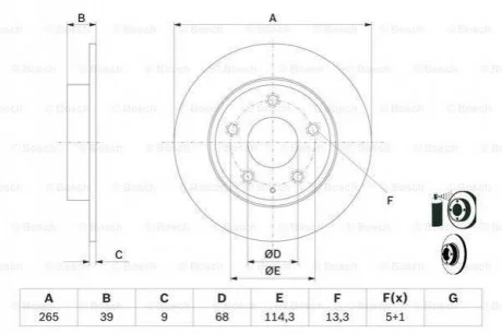 Диск торм. зад. MAZDA 3 -19 для Mazda BOSCH 0986479E54 фото товару