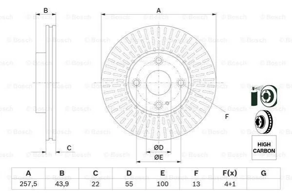 <strong>Диск гальм. передн. MAZDA 2 14- BOSCH 0986479E56 (фото 1)</strong>