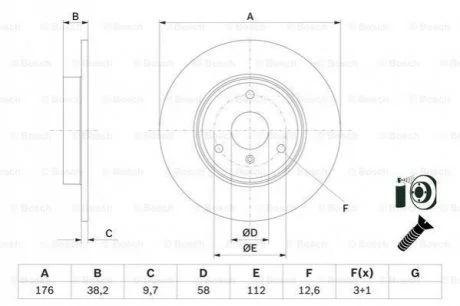 DB Тормозной диск передн Smart Fortwo -07,City-Coupe -04,Roadster -05 для Smart BOSCH 0986479E74 фото товару