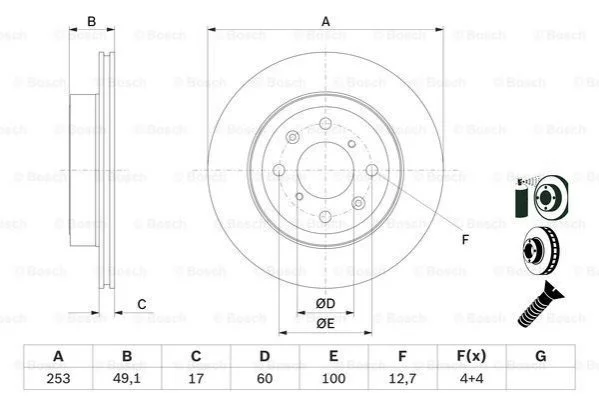 <strong>SUZUKI Диск тормозной передн.Ignis,Wagon,Opel BOSCH 0986479E75 (фото 1)</strong>