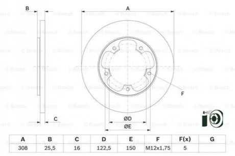 Диск гальмівний для Ford BOSCH 0986479F44 фото товару