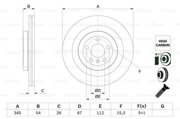 <strong>Диск торм. зад. DB GL X166 -15 BOSCH 0986479F69 (фото 1)</strong>