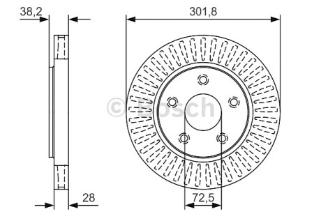 Гальмівний диск передн. CHRYSLER VOYAGER 00- BOSCH 0986479U45 фото товару