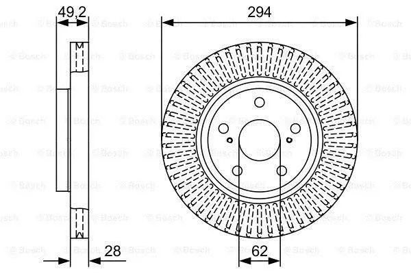 <strong>TOYOTA гальмівний диск передн. Rav-4 08- BOSCH 0986479W40 (фото 1)</strong>
