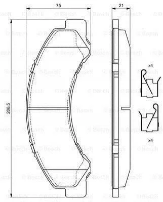 <strong>Колодки гальмівні дискові (комплект 4 шт) BOSCH 0 986 494 677 (фото 1)</strong>