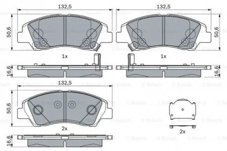 Гальмівні колодки дискові для Hyundai BOSCH 0986494760 фото товару