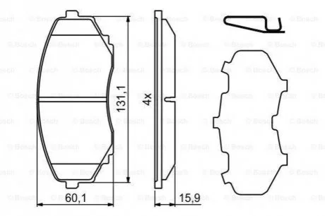 Гальмівні колодки, дискові для Mazda BOSCH 0986494855 фото товару