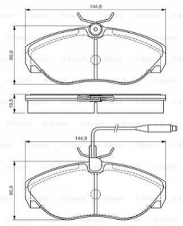 Купити Тормозные колодки перед.(с датч.) CITROEN Jumper FIAT Ducato PEUGEOT Box BOSCH 0986495056 за низькою ціною в Україні (фото 1)