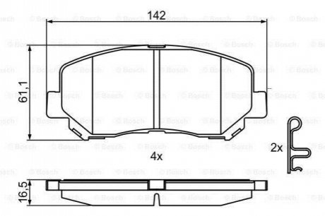 Комплект гальмівних колодок, дискове гальмо BOSCH 0986495367 (фото 1)