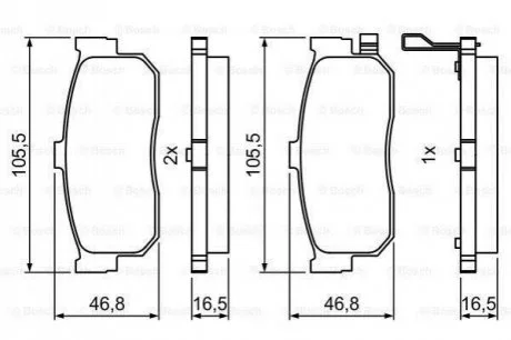 Тормозные колодки задн. NISSAN Almera 00- Maxima QX 00- для Nissan, Infiniti BOSCH 0986495387 фото товару