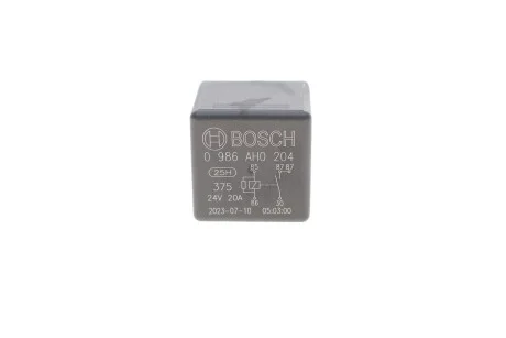 Реле (24V, 20A, з резистором подвійний конектор 87) для BOSCH 0986AH0204 фото товару