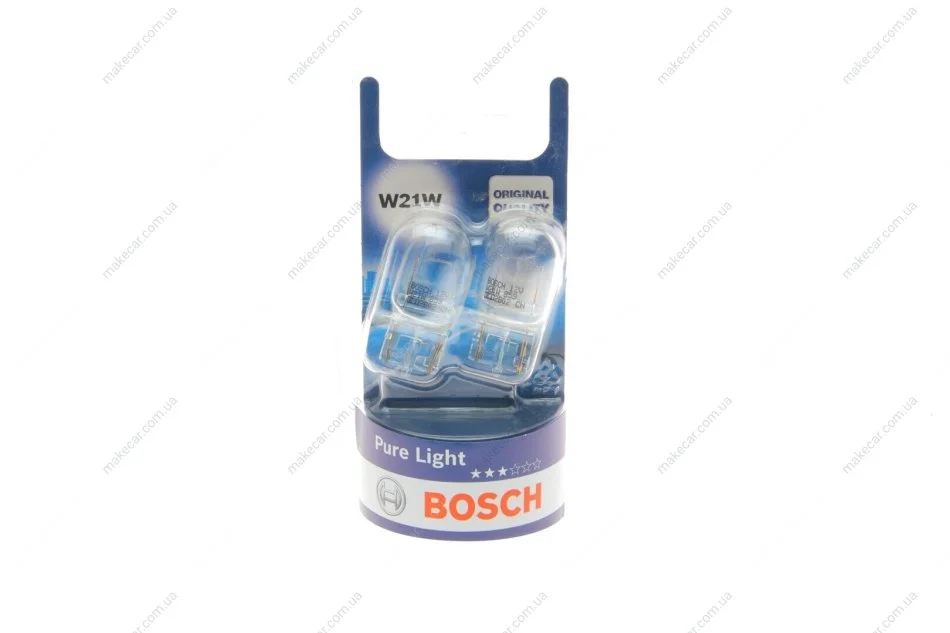 <strong>Лампочка Pure Light допоміжна W21W (2 шт, 12 В, 21 Вт, тип гнізда: W3X16D) BOSCH 1 987 301 096 (фото 1)</strong>