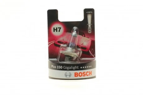 Автолампа H7 Gigalight Plus 150 12 V 55 W для Mercedes, Opel, Toyota, KIA, Volkswagen BOSCH 1987301137 фото товара