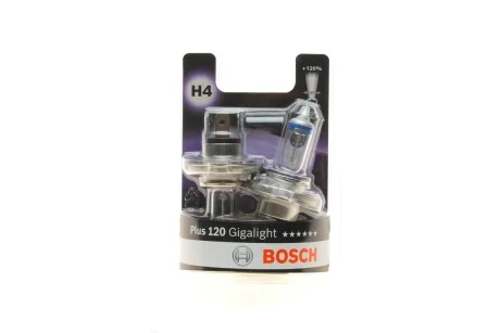 Лампа розжарювання H4 12V 60/55W P43t Plus 120 Gigalight (компл) (вир-во Bosch) для BOSCH 1987301425 фото товару