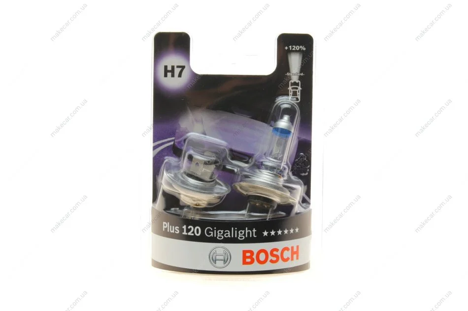 <strong>Лампа розжарювання H7 12V 55W PX26d Plus 120 Gigalight (компл. 2шт) (вир-во Bosch) BOSCH 1987301426 (фото 1)</strong>