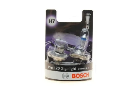 Лампа розжарювання H7 12V 55W PX26d Plus 120 Gigalight (компл. 2шт) (вир-во Bosch) для BOSCH 1987301426 фото товару
