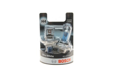 Автолампа (12V H4 ULTRA WHITE 4200K бокс 2шт)) BOSCH 1987301440 фото товару