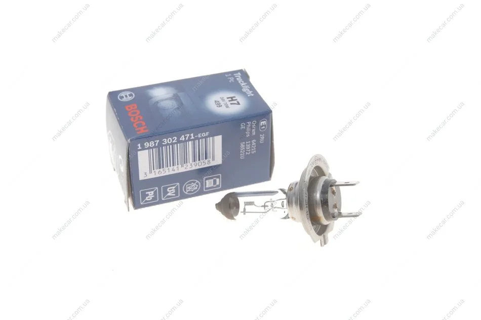 <strong>Лампа розжарювання Trucklight, H7, 24V/70W, PX26d BOSCH 1 987 302 471 (фото 1)</strong>