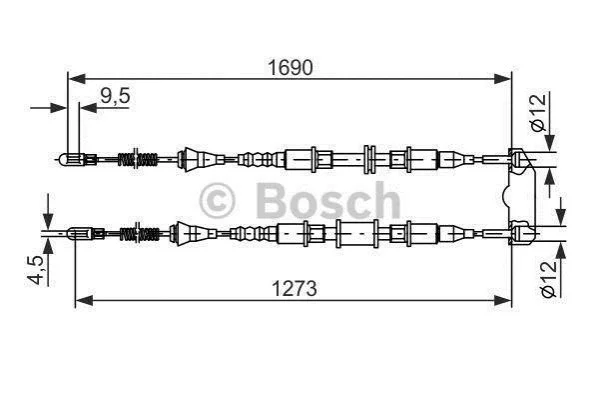 <strong>OPEL Трос ручного тормоза задний Astra 92- BOSCH 1987477129 (фото 1)</strong>