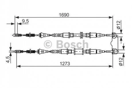 OPEL Трос ручного тормоза задний Astra 92- для Opel BOSCH 1987477129 фото товару