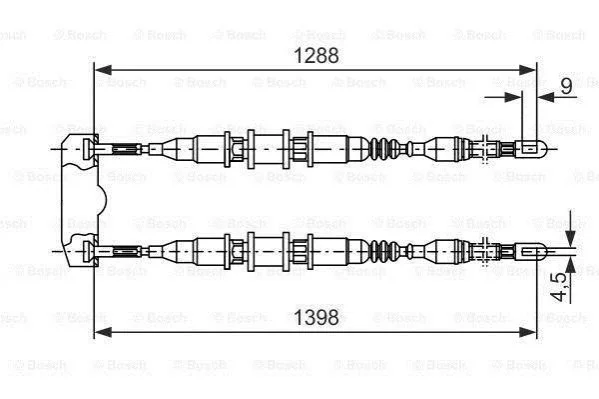 <strong>OPEL Трос ручного тормоза задний Astra 92- BOSCH 1987477258 (фото 1)</strong>