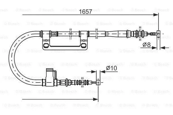 <strong>MAZDA Трос ручного тормоза лев.626 92- BOSCH 1987477502 (фото 1)</strong>