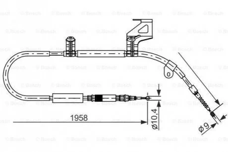 VW Трос ручн. торм.прав. А6 98- для Audi BOSCH 1987477604 фото товару