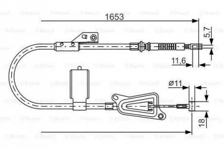 NISSAN Трос ручного тормоза лев.Almera 01- ABS для Nissan BOSCH 1987477915 фото товара