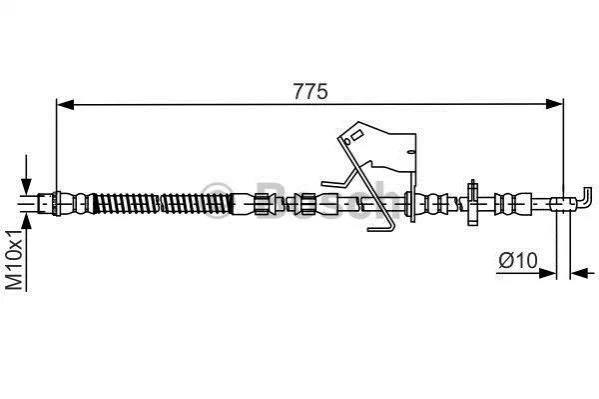 <strong>CITROEN Тормозной шланг передн.лев.C5 III,08-,Peugeot 407,508 BOSCH 1987481684 (фото 1)</strong>