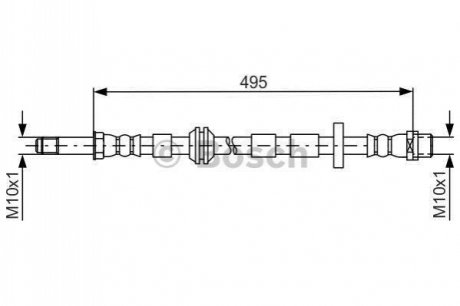 Шланг тормозной пер. AUDI A8 10- BOSCH 1987481692