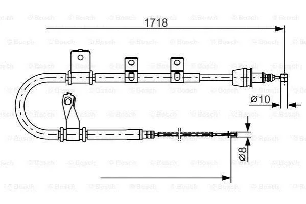 <strong>HYUNDAI Трос ручн.тормоза прав.Matrix 01- BOSCH 1987482075 (фото 1)</strong>