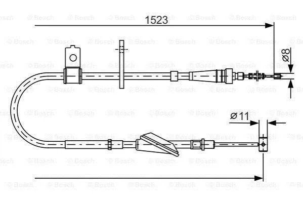 <strong>Трос ручного тормоза зад. прав SUBARU Justy 03-, SUZUKI Ignis BOSCH 1987482092 (фото 1)</strong>
