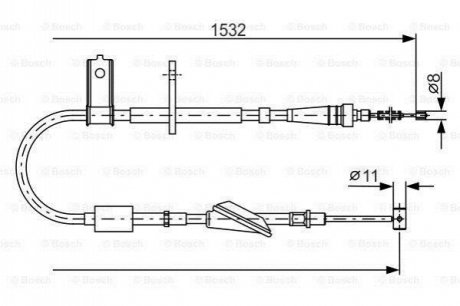 Трос ручного тормоза зад. лев SUBARU Justy 03-, SUZUKI Ignis BOSCH 1987482093 фото товару