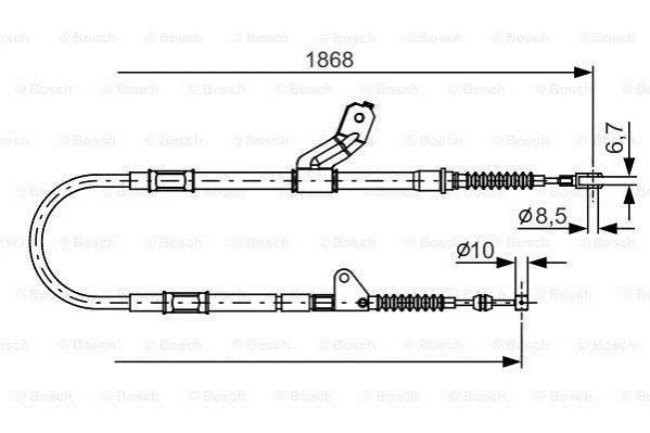 <strong>TOYOTA Трос ручн.тормоза лев.Avensis 00- (диск.) BOSCH 1987482158 (фото 1)</strong>