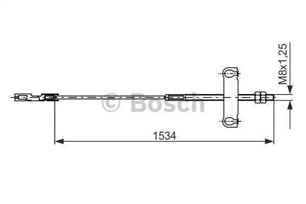<strong>FORD Трос ручного тормоза (центр.) Transit 00- BOSCH 1987482195 (фото 1)</strong>