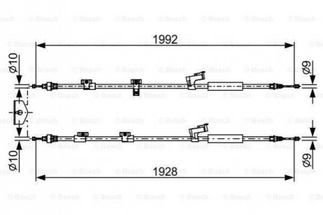 FORD Трос ручного тормоза задн. 1990/1885+1925/1805 мм GRAND C-MAX 10- BOSCH 1987482494 фото товара