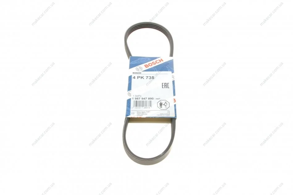 <strong>Ремінь п-клиновий 4pk735 DAEWOO Matiz (M100) 0.8 [F8CV] (Вир-во Bosch) BOSCH 1987947890 (фото 1)</strong>