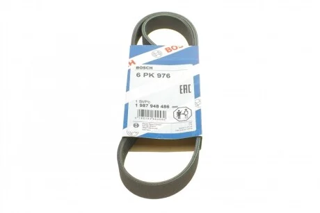 Поліклиновий ремінь 6PK975 для Volkswagen, Peugeot, Citroen, Alfa Romeo, Volvo BOSCH 1 987 948 486 фото товару