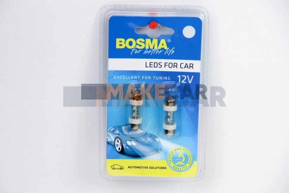 <strong>Автолампа SV8,5 LED 12V 4XSTANDARD LED WHITE 10X36 (2 шт) Bosma 2892 (фото 1)</strong>