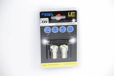 Автолампа BA15S LED 12V 4XSMD 5050 LED WHITE (2 шт) для Bosma 3048 фото товару