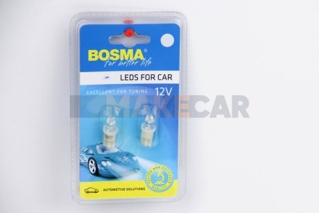 Автолампа T10 LED 12V 1XSTANDARD LED WHITE WIDE VIEWING (2 шт) Bosma 3608 (фото 1)