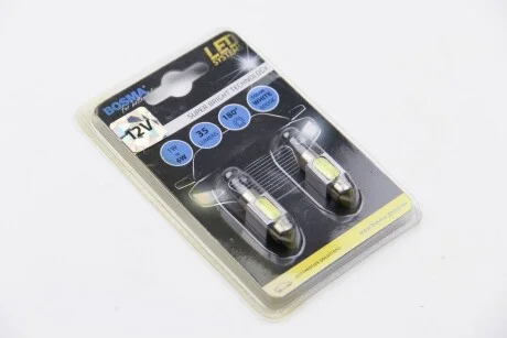 Автолампа SV8,5 LED 12V 1xSMD MEGA LED WHITE 10X31 (2 шт) для Bosma 3659 фото товару