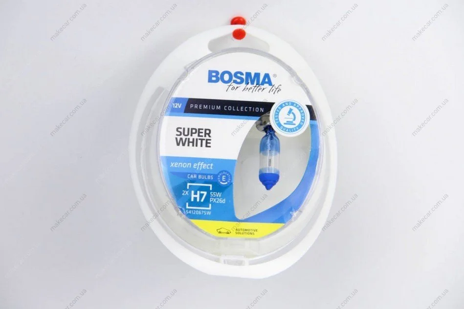 <strong>Автолампа H7 SUPER WHITE 12V 55W PX26D Упаковка 2шт Bosma 3691 (фото 1)</strong>