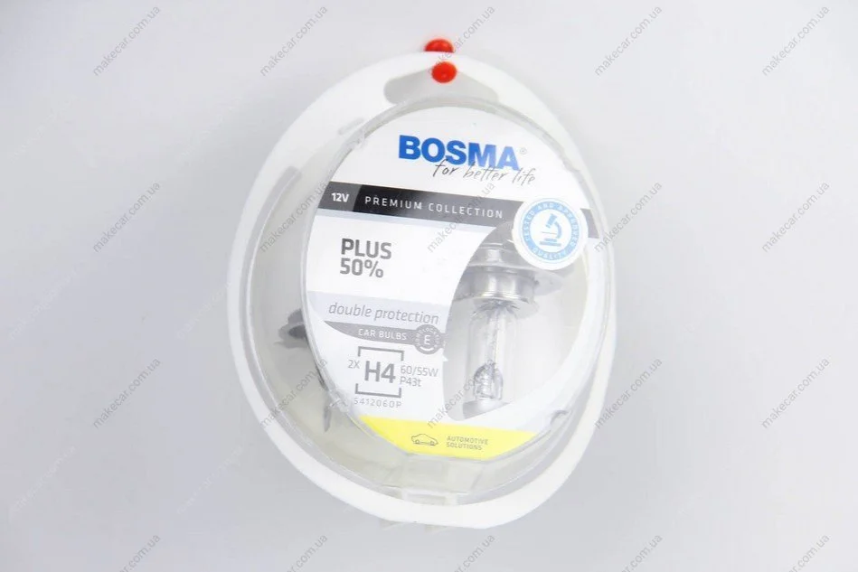 <strong>Автолампа H4 PLUS 50% 12V 60/55W P43T Упаковка 2шт Bosma 3929 (фото 1)</strong>