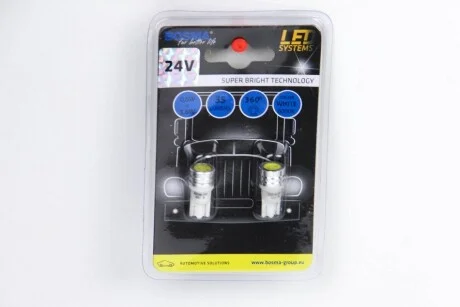 Автолампа T10 LED 24V 1XSMD 7080 LED WHITE (2 шт) для Bosma 4007 фото товару