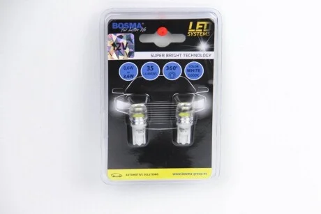 Автолампа T10 LED 12V 1xSMD 7080 LED WIDE VIEWING WHITE (2 шт) для Bosma 4014 фото товару