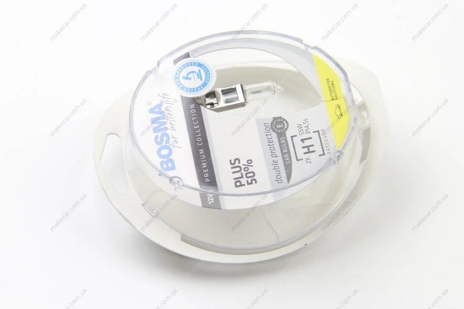 <strong>Автолампа H1 PLUS 50% 12V 55W P14,5S Упаковка 2шт Bosma 4070 (фото 1)</strong>