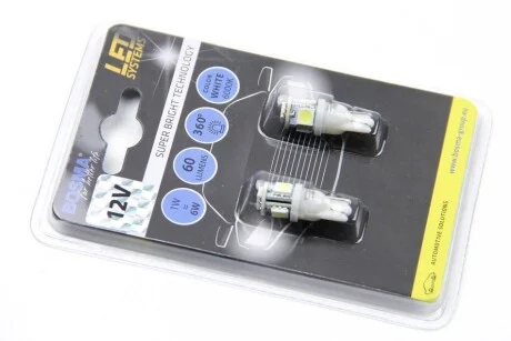 Автолампа T10 LED 12V 4XSMD 5050 LED WHITE (2 шт) для Bosma 4168 фото товару