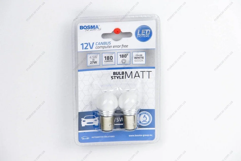 <strong>Автолампа BAY15D LED 12V 9XSMD 2835 LED WHITE MAT (2 шт) BOSMA Bosma 5066 (фото 1)</strong>